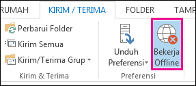 Opsi Bekerja offline di tab Kirim Terima