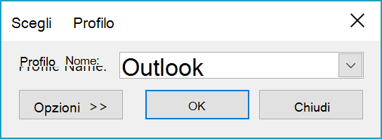 Finestra di dialogo Scegli profilo