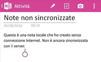 Nota non sincronizzata in OneNote per Android