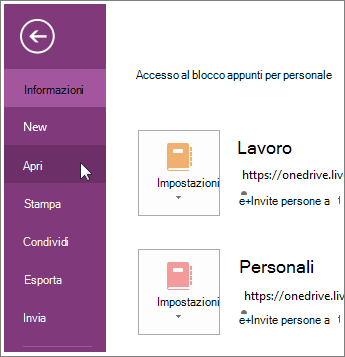 Aprire un blocco appunti dal menu File