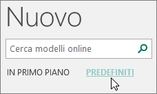 Screenshot delle categorie dei modelli predefiniti in Publisher.