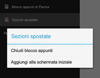 Comando Chiudi blocco appunti in OneNote per Android