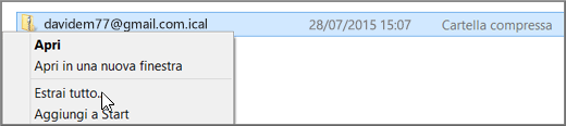 Fare clic con il pulsante destro del mouse sul file e scegliere Estrai.
