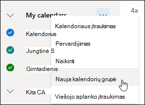 Mygtuko Nauja kalendoriaus grupė ekrano kopija