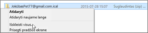 Dešiniuoju pelės mygtuku spustelėkite failą ir pasirinkite Išskleisti.