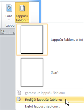 Atlasiet Rediģēt lapu šablonus izvēlnē lappušu šabloni