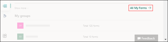 Link to All My Forms for Microsoft forms on Office.com