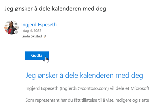 Et skjermbilde av en delt kalenderinvitasjon.