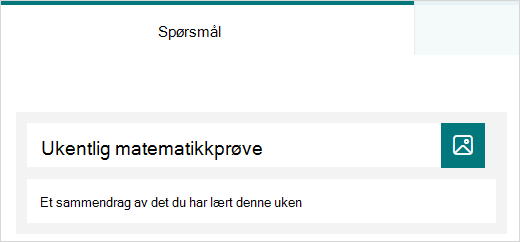 Eksempel på tittel og beskrivelse for en test i Microsoft Forms