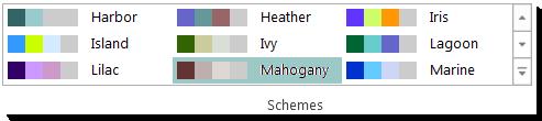 Color schemes selection gallery