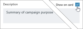 Click Show on card to display description
