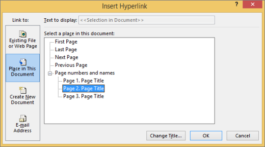 Creating a hyperlink to a page in the publication