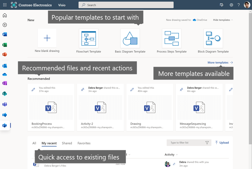 The home page about Visio for the web.