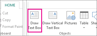 Screenshot of the Draw text box in Publisher.