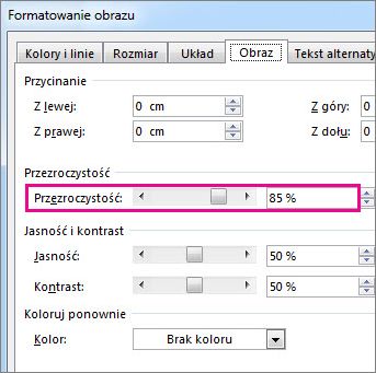 Zrzut ekranu przedstawiający okno dialogowe Formatowanie obrazu w programie Publisher