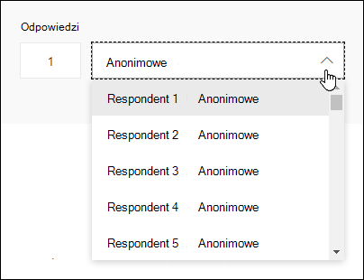 Wyświetlanie listy rozwijanej respondentów w Microsoft Forms