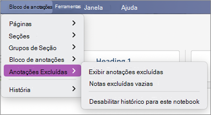 Blocos de Notas > Notas Eliminadas > Ver Notas Eliminadas