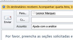 Sinalizadores e lembretes para destinatários são mostrados na Barra de Informações da mensagem.