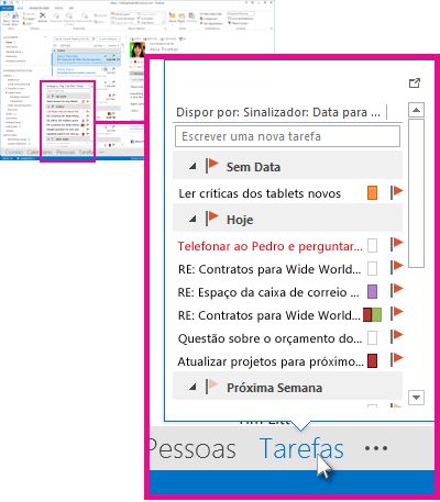 Pré-visualização de tarefas na Barra de Navegação