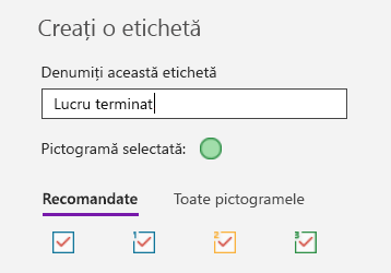 Crearea de etichete particularizate în OneNote pentru Windows 10