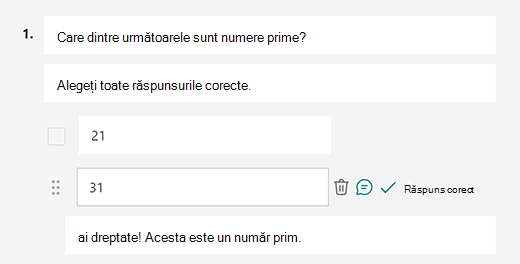 Customized correct answer message in Microsoft Forms