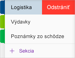 Odstránenie sekcie vo OneNote pre iOS