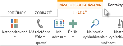 Karta Nástroje vyhľadávania