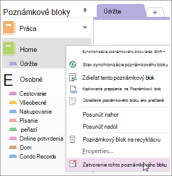 Poznámkový blok môžete zavrieť, ak ho už nepotrebujete používať.