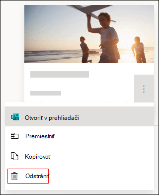 Možnosť Odstrániť vo formulári vo Microsoft Forms.