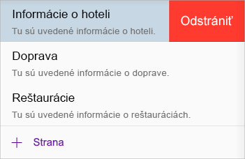 Odstránenie strany vo OneNote pre iOS