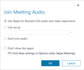 กล่องโต้ตอบ เข้าร่วมการประชุมเสียง ใน Skype for Business