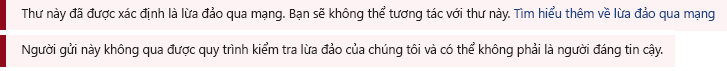 Ảnh chụp màn hình thanh an toàn màu đỏ trong thư Outlook.