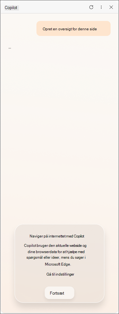 Meddelelse om datasamtykke fra Copilot i Microsoft Edge