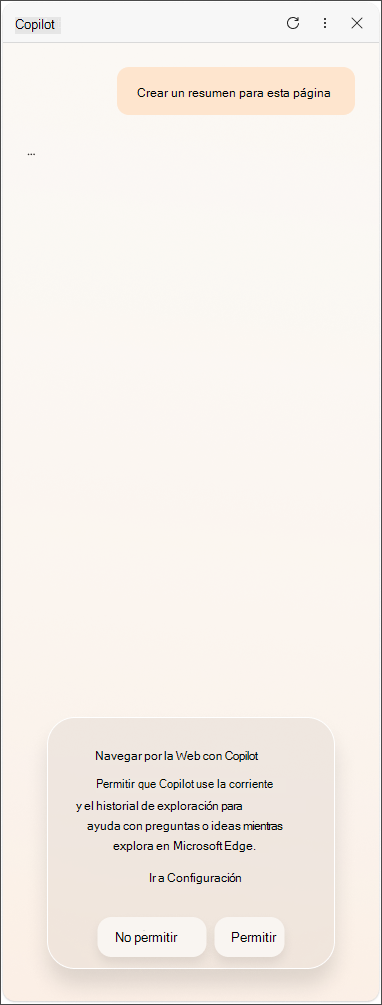 Mensaje de consentimiento de datos para la UE desde Copilot en Microsoft Edge