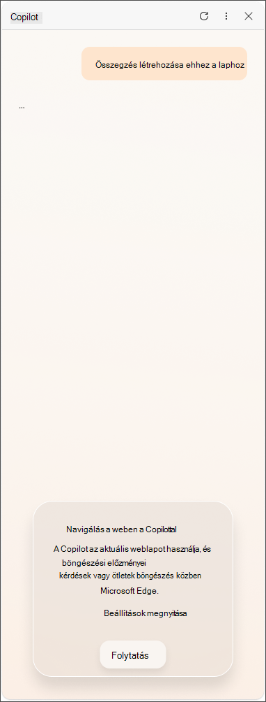 A Copilot adat-hozzájárulási üzenete a Microsoft Edge-ben