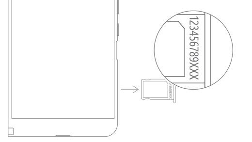 Numéro de série Duo surface sur le plateau de carte SIM