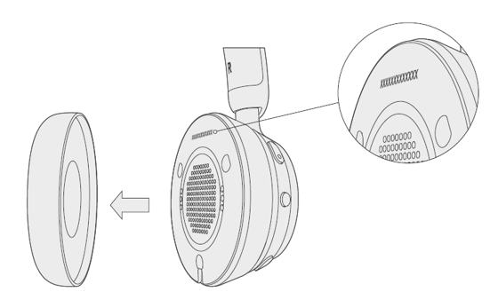 Casque sans fil moderne Microsoft avec coussinet d’oreille retiré