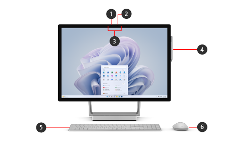 A Surface Studio 2+ elején lévő funkciókat jeleníti meg.