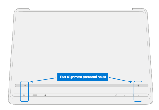 Alignment posts on the underside of Surface Laptop Studio.