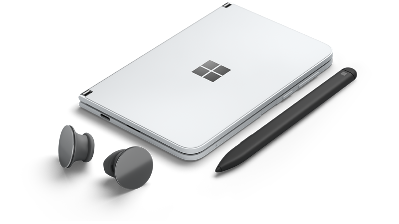 Surface Duo cu căști Surface și creion subțire Surface