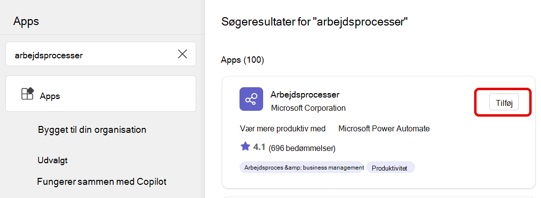 arbejdsprocesser tilføj