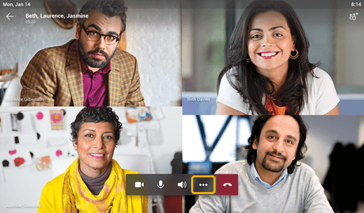 Location of More options icon during meeting
