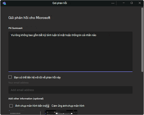 Hộp thoại cung cấp phản hồi