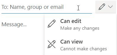 حدد أيقونة القلم الرصاص لمنح المستلمين إذن "تحرير" أو "للقراءة فقط".