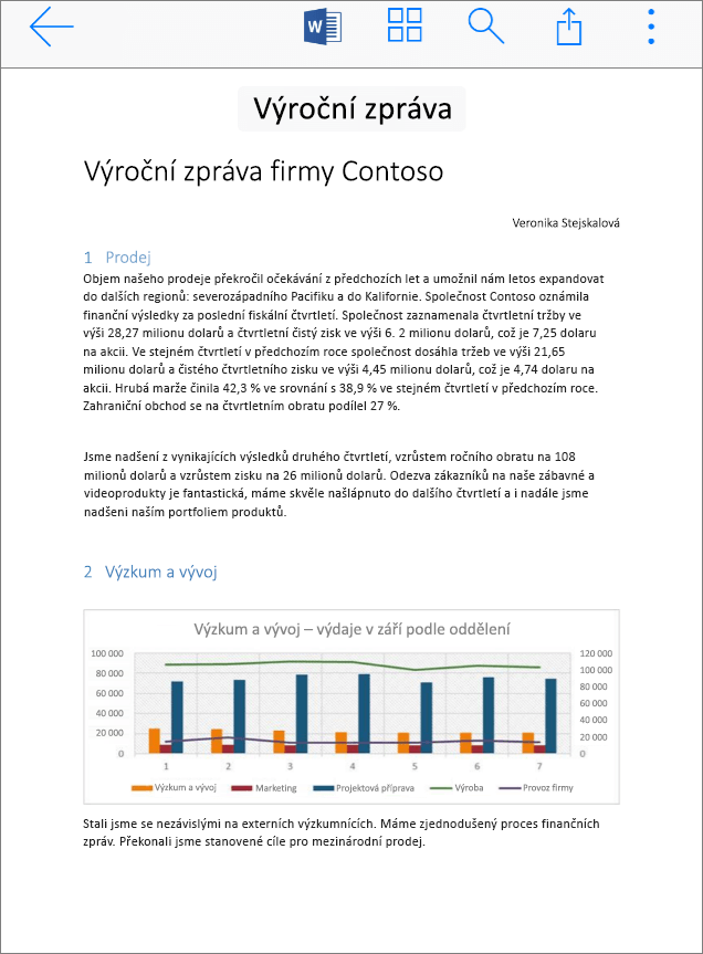 Otevření souboru na mobilním zařízení