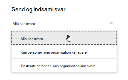 Delingsindstillinger for Microsoft Forms