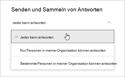 Freigabeoptionen für Microsoft Forms