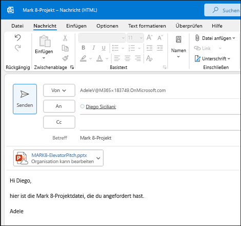 Teilen von Elementen in Outlook