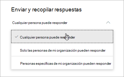 Opciones de uso compartido para Microsoft Forms