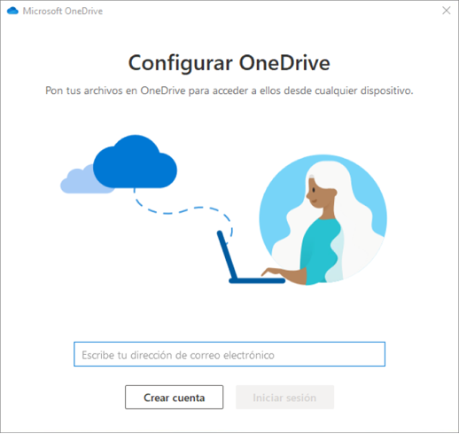 Captura de pantalla de la primera pantalla del programa de instalación de OneDrive